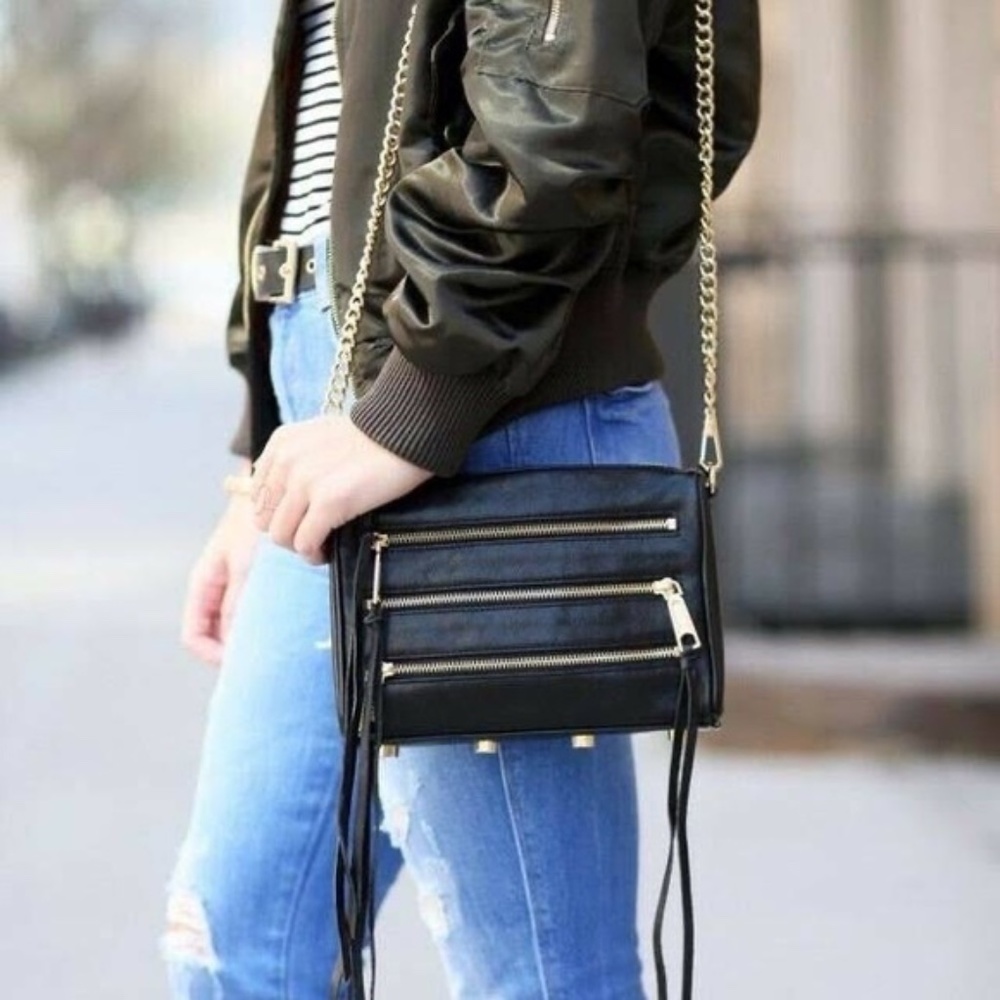 Rebecca Minkoff Moto 3 Zip Crossbody Bag, Black